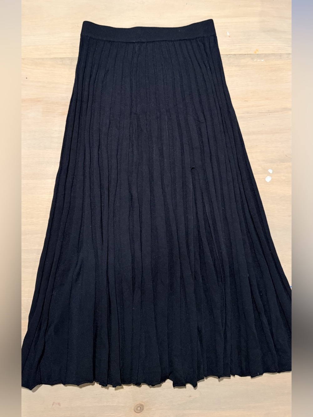 By Together Ribbed Knit Midi Skirt Pleated Midi Skirt in Black Size Small NWT